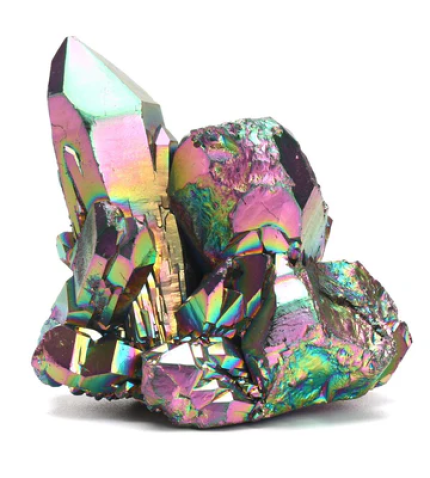 Rainbow Flame Aura Titanium Quartz Crystal Cluster Geode 95-188g/Pcs