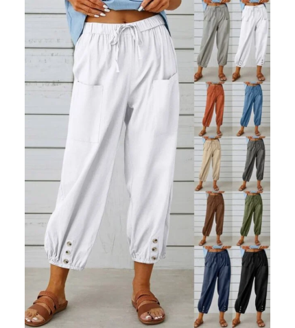 Women’s Elastic Waist H-Line Wide Leg Pants Daily Going Out Pants White Casual Split Joint Plain Spring/Fall Pants
