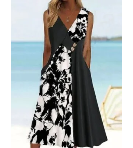 V Neck Loose Casual Dress