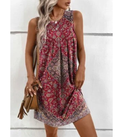 Women’s Mini Dress Ethnic Dress Crew Neck