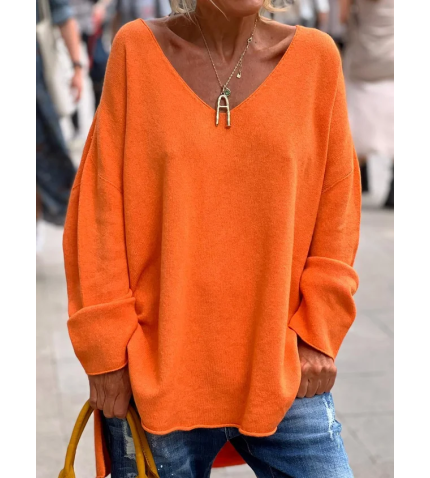 Casual Loose Fit Solid Boho Sweater