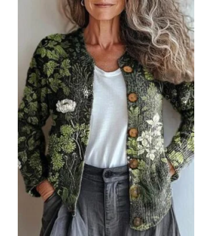 Loose Knitted Casual Crew Neck Cardigan