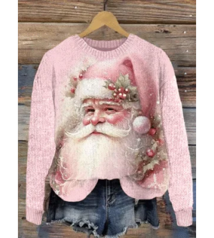 Women’s Christmas Knitted Casual Santa Claus Loose Sweater
