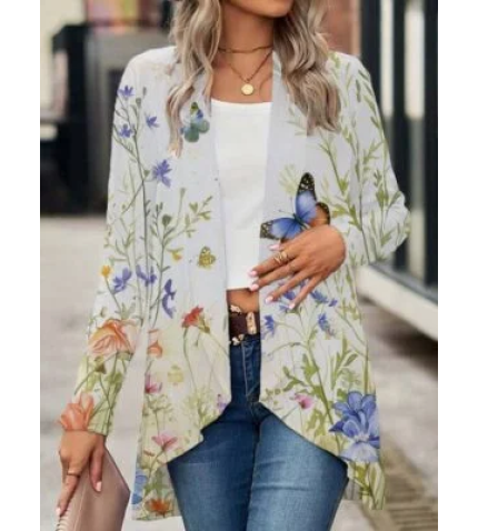 Women’s Floral Butterfly Spring Print Casual Long Sleeve Cardigan
